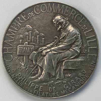 掌中浮雕-藏着的欧洲第057场 - 法国里尔工商与农业商会银章，47mm，53.15g