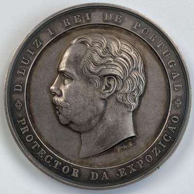 掌中浮雕-藏着的欧洲第057场 - 1884年葡萄牙路易斯一世， 里斯本阿茹达皇家农业博览会银章，59.15mm，123g