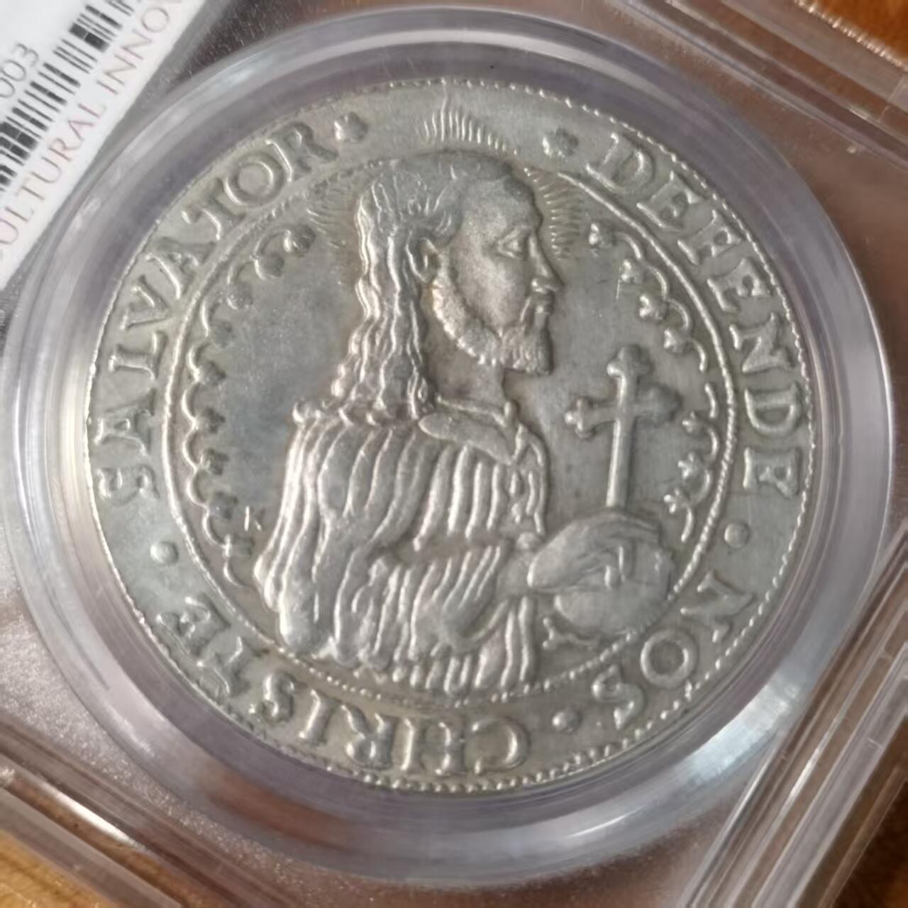 长老汇马年精选第十六场拍卖 波兰1577年但泽自由市1/4泰勒复刻币  双十字盾徽 中古欧洲打制币   盒装