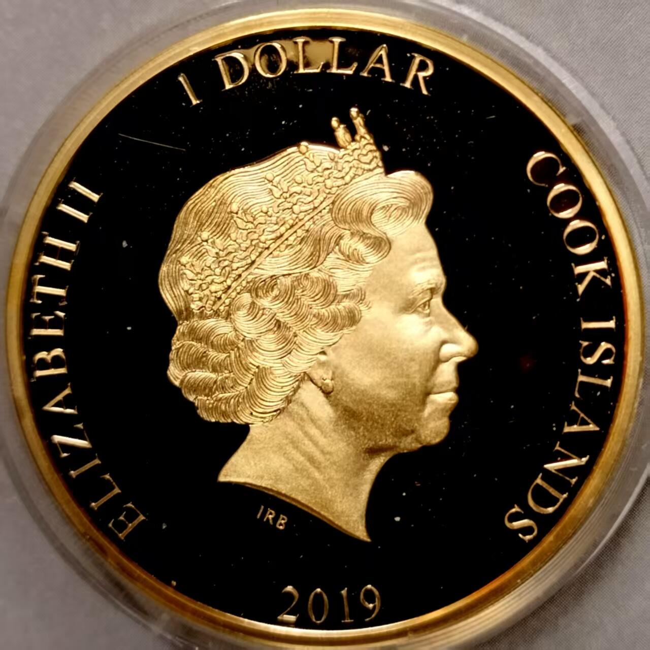 长老汇马年精选第十六场拍卖 库克群岛2019年精制镀金纪念币，英国统帅系列，弗朗西斯·德雷克爵士   加厚版本，比普通版本少见，重量50克，直径40mm