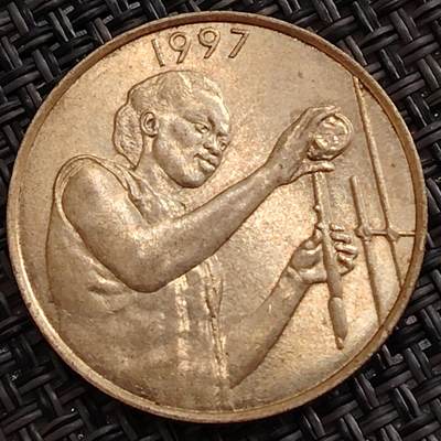 布加迪🐬～世界钱币(上海)🌾第 288 期 /  各国套币和散币 - 西非 1997年 25法郎黄铜硬币 27mm