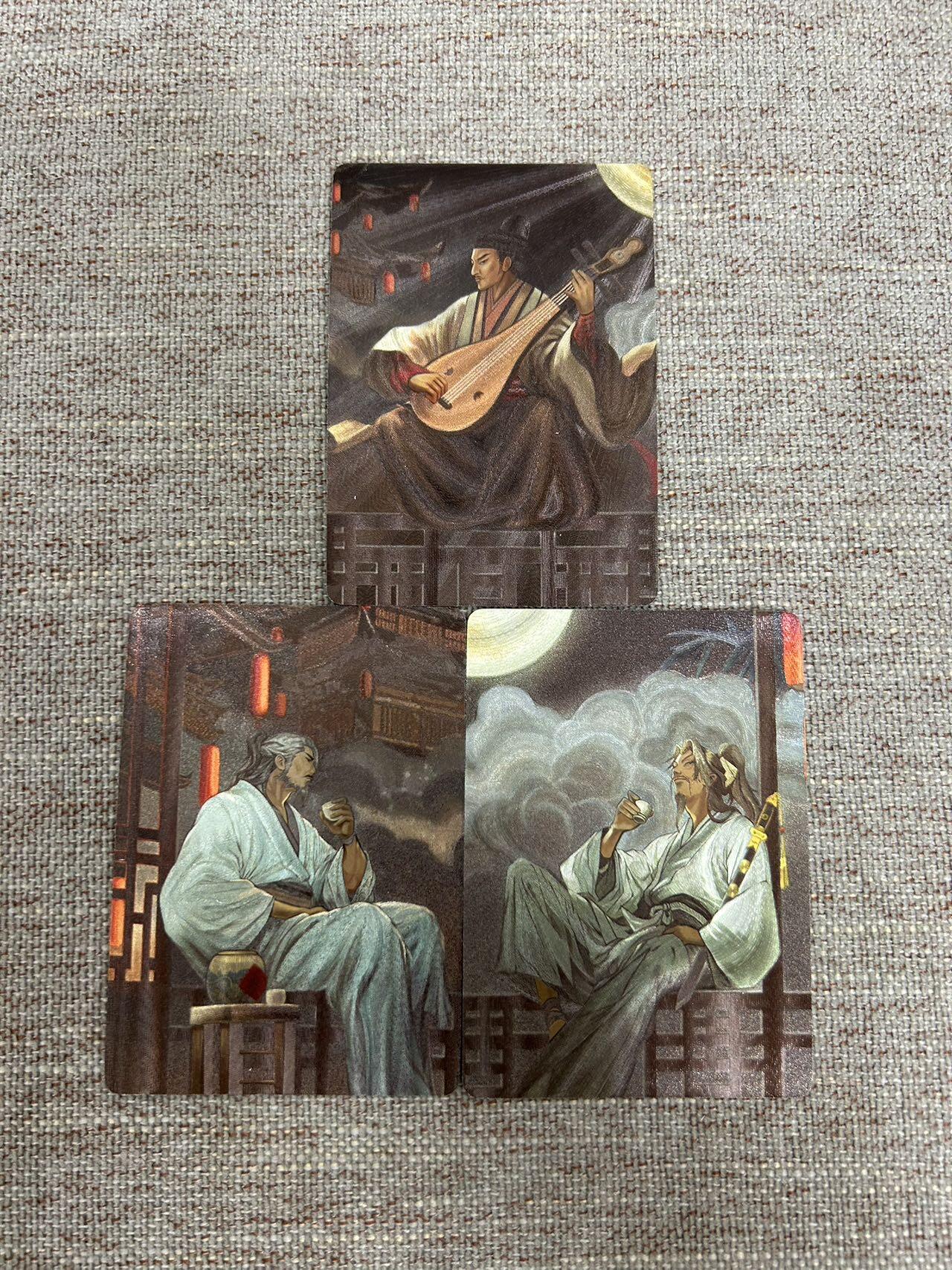 喜灰玩卡拍卖第七期，接拍品0佣金，欢迎送拍，释放现金流，让自己有资金可以购买更多喜欢的卡牌，让别的卡友能淘到更多心仪的卡牌 星宿文创 香山文创联名鉲 一组三张粗闪：李白、杜甫、高适