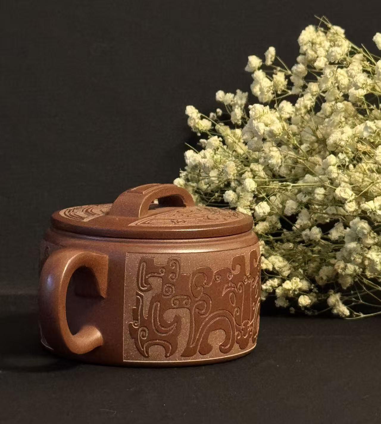 零元拍：原矿紫砂 龙雪砂汉瓦+主人杯（200CC左右）