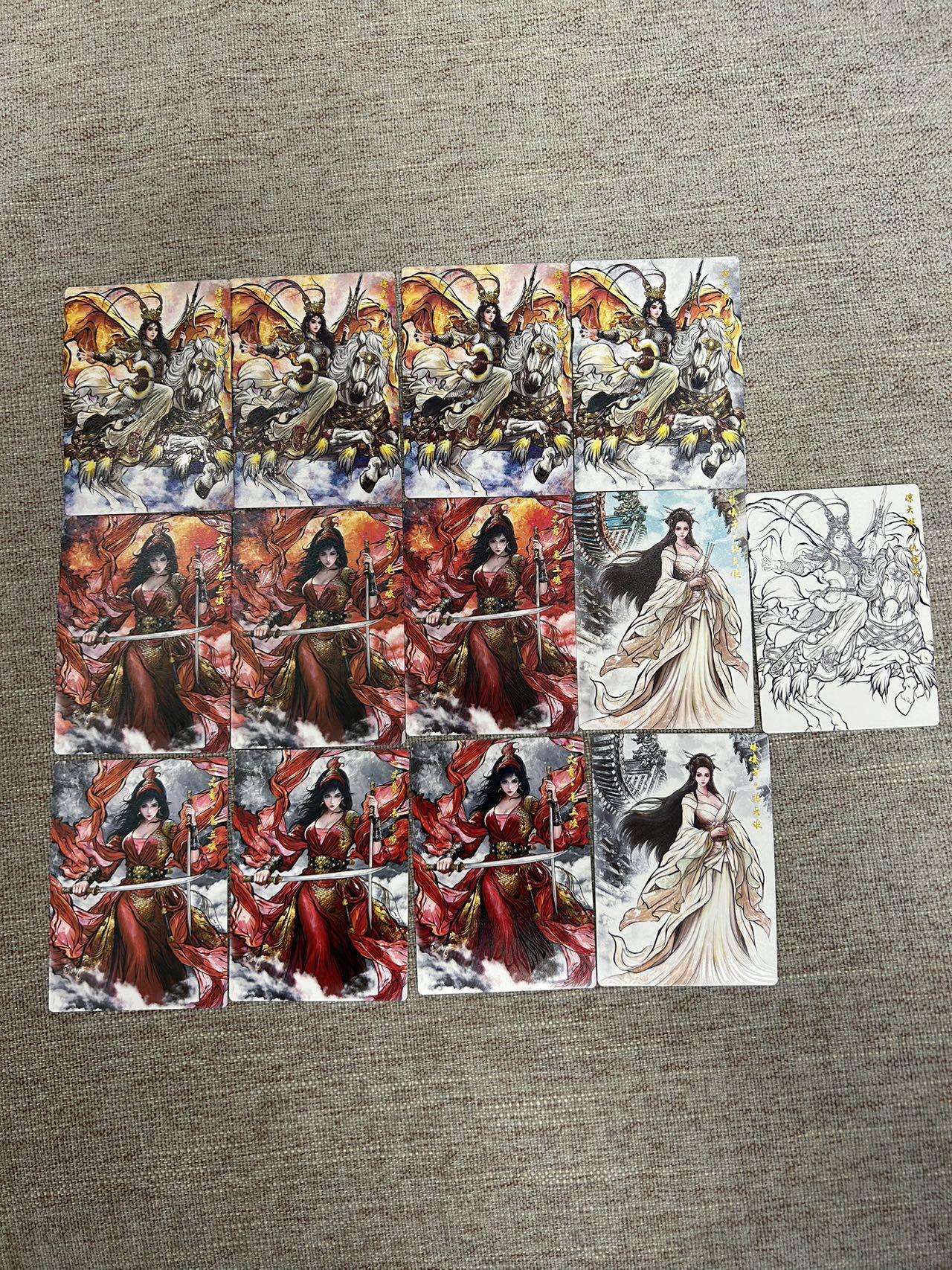 喜灰玩卡拍卖第七期，接拍品0佣金，欢迎送拍，释放现金流，让自己有资金可以购买更多喜欢的卡牌，让别的卡友能淘到更多心仪的卡牌 卡德曼 张建东水浒 精雕普卡 特卡13张（7原色 5水墨 一线稿）