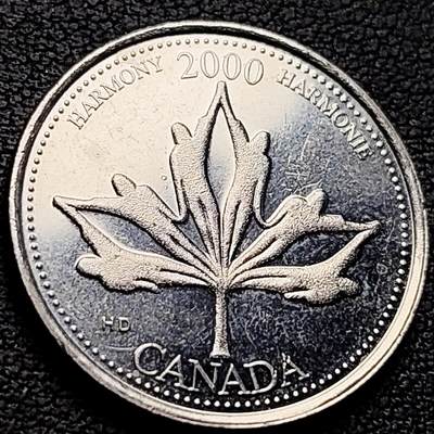 泉币菌-第222场-拍品多 请提前出价 - 原光 枫叶 加拿大2000年 25分纪念币 女王钱币 24毫米