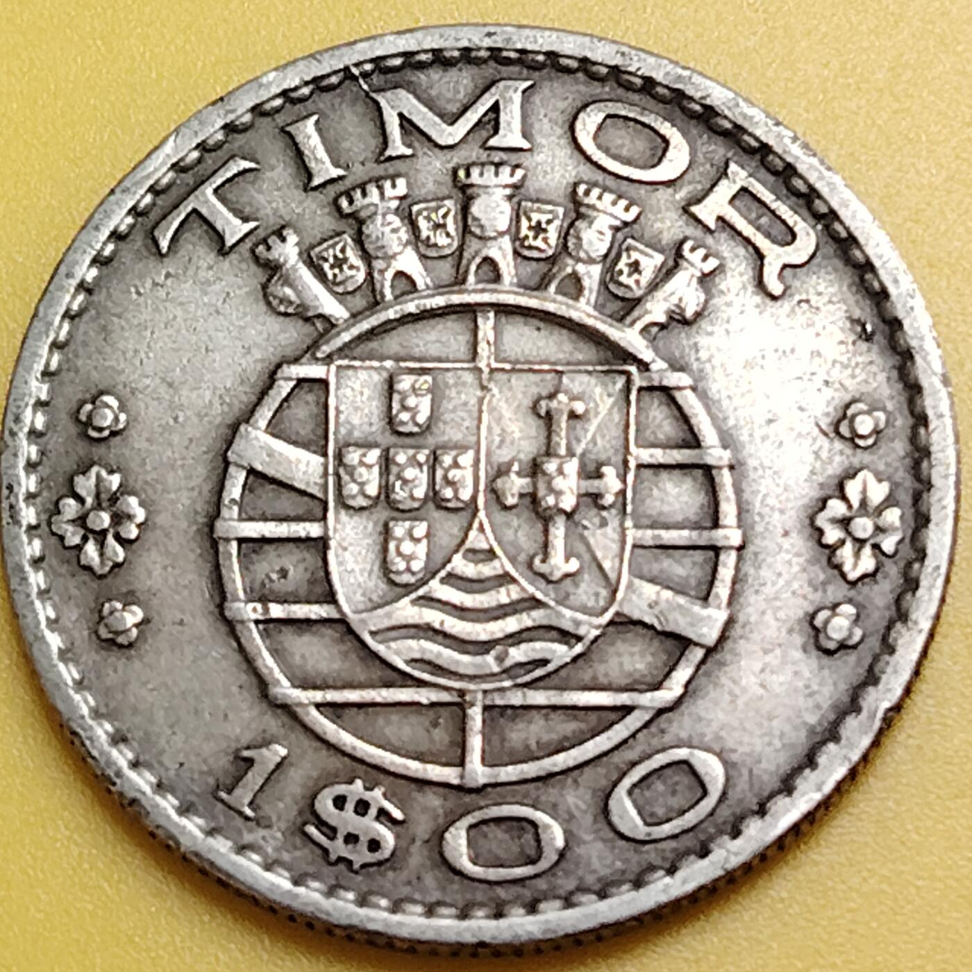 布加迪🐬～世界钱币(上海)🌾第 288 期 /  各国套币和散币 葡属帝汶 1958年 1埃斯库多 26.5mm