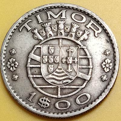 布加迪🐬～世界钱币(上海)🌾第 288 期 /  各国套币和散币 - 葡属帝汶 1958年 1埃斯库多 26.5mm