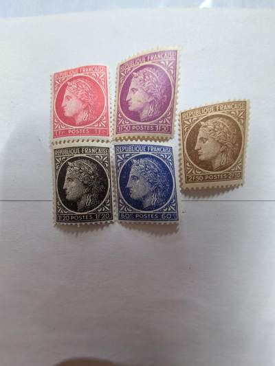 杂票 - 法国邮票 1945年墨丘利5枚新不同