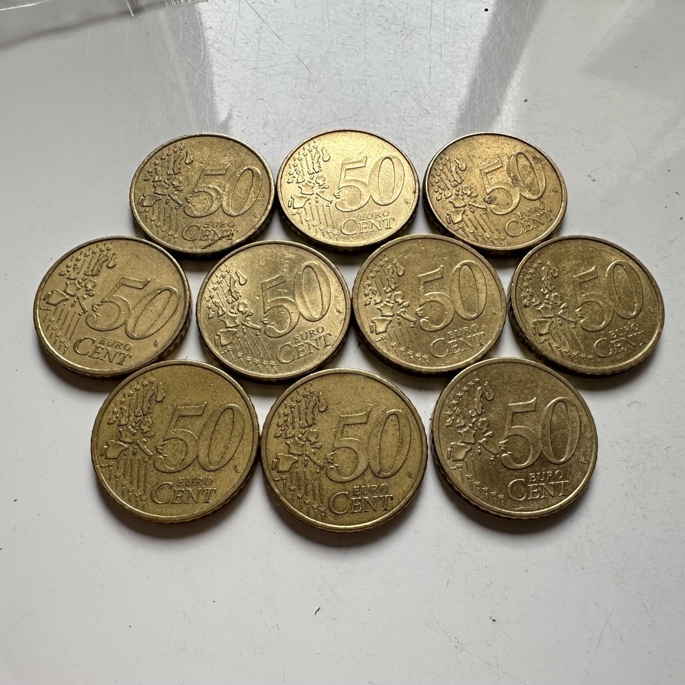 🌹外币初藏🌹🐯2026年第39场   每周二四六晚8️⃣点 苏联泰国纪念币世界钱币 德国 50欧分 10枚组