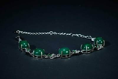 上海都达杂项专场六十九【全场包邮】 - 天然绿玛瑙蛋面手链96-211