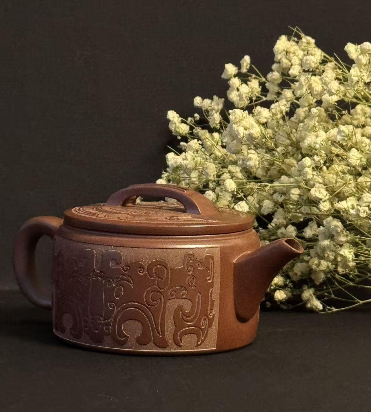 零元拍：原矿紫砂 龙雪砂汉瓦+主人杯（200CC左右）