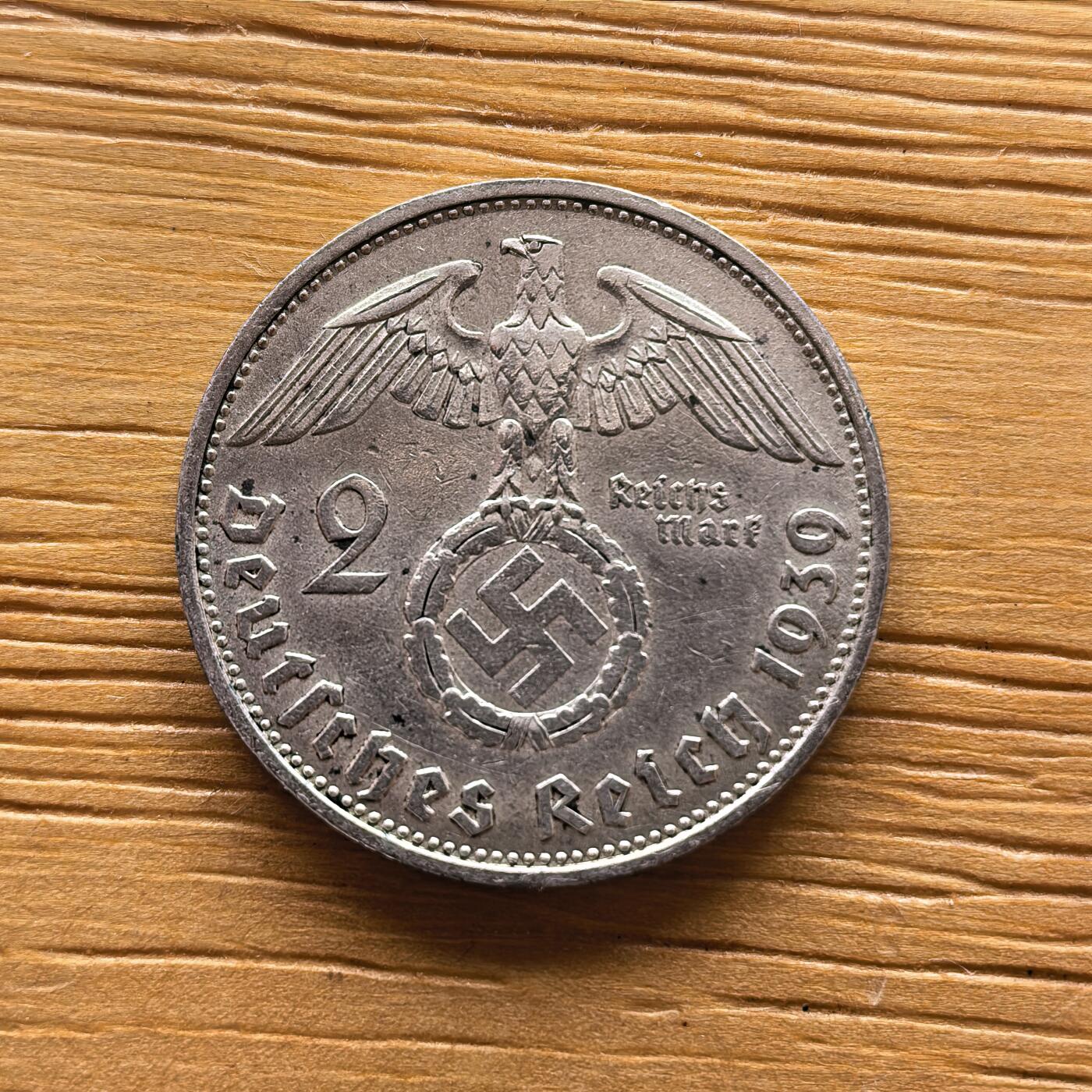 道一币馆币章第一百七十三场 德国1936年鹰辉万字2马克银币