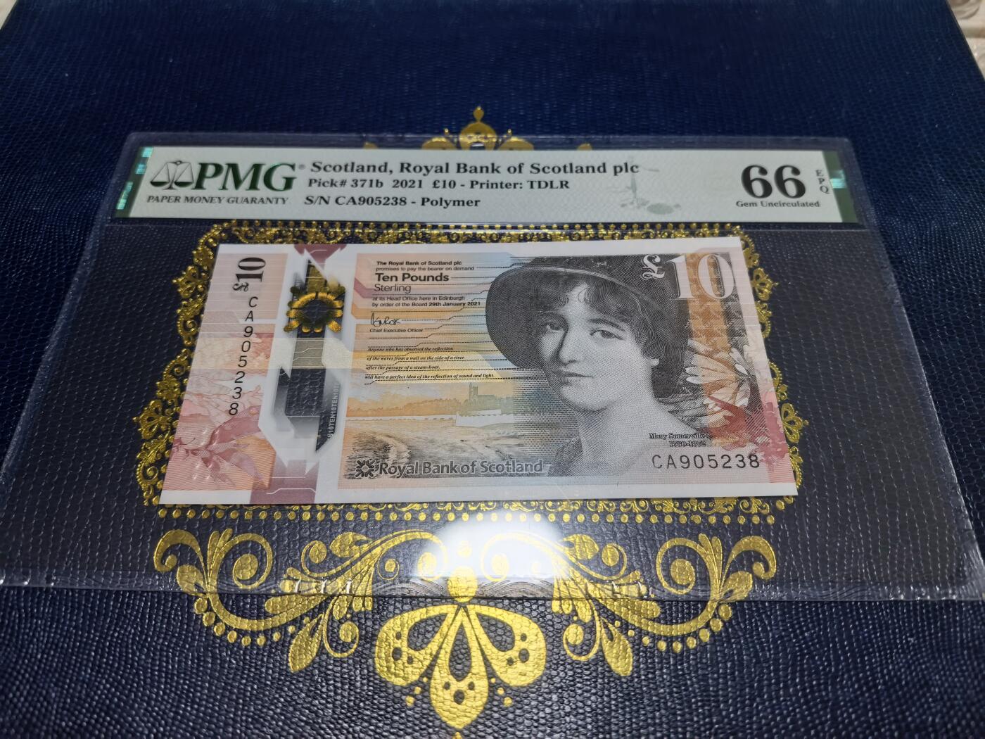 长老汇马年精选第十六场拍卖 2021苏格兰10英镑塑料钞，PMG 66，无47