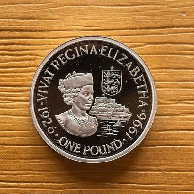 道一币馆币章第一百七十三场 - 根西岛1996年伊丽莎白二世70寿辰1镑精制银币  9.5g 925s