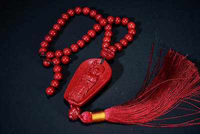 上海都达杂项专场六十九【全场包邮】 - 天然紫金砂地藏王菩萨吊坠连朱砂链子车挂96-57