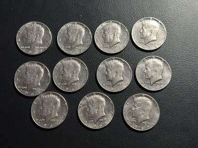 丙午马年四月第二场 。本期更新各类稀有品种 - 11个400银肯尼迪银币。一共125g，折合约50g