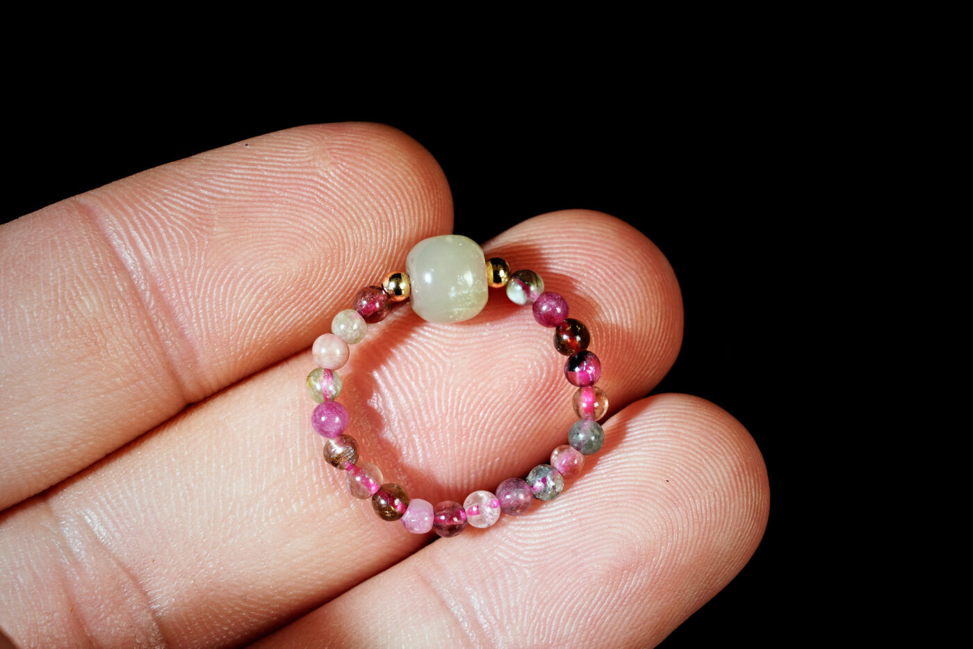 上海都达杂项专场六十九【全场包邮】 天然碧玺弹力戒指96-209