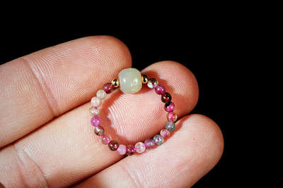 上海都达杂项专场六十九【全场包邮】 - 天然碧玺弹力戒指96-209