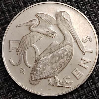 布加迪🐬～世界钱币(上海)🌾第 288 期 /  各国套币和散币 - 英属维尔京 1973年 50分镍币 31.5mm