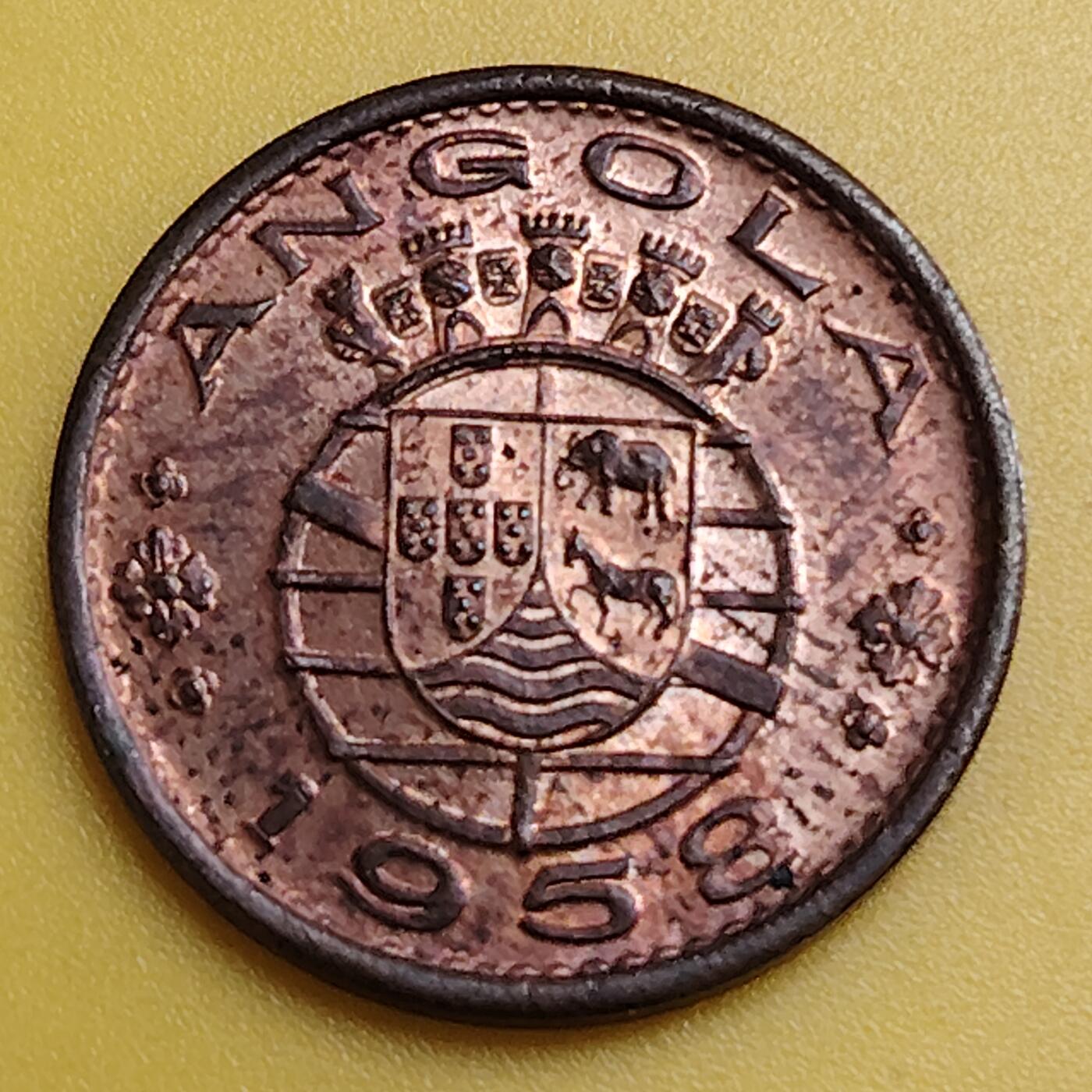 布加迪🐬～世界钱币(上海)🌾第 288 期 /  各国套币和散币 安哥拉🇦🇴 1958年 50分 20.5mm