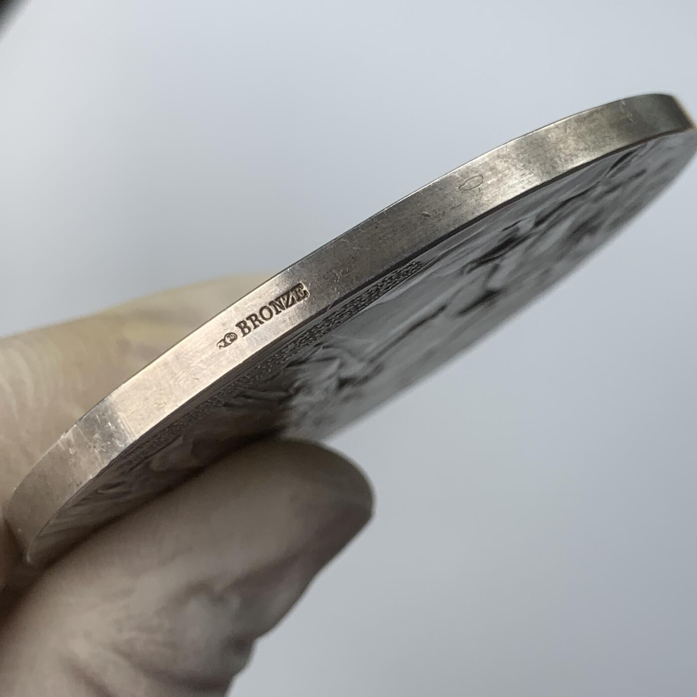 掌中浮雕-藏着的欧洲第057场 1900年沙俄/法国亚历山大三世大桥揭幕铜章, 70mm，Daniel-Dupuis 雕刻 ,原盒