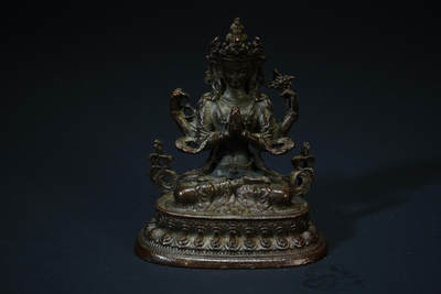 上海都达杂项专场102【全场包邮】  尼泊尔铜四臂观音造像96-23