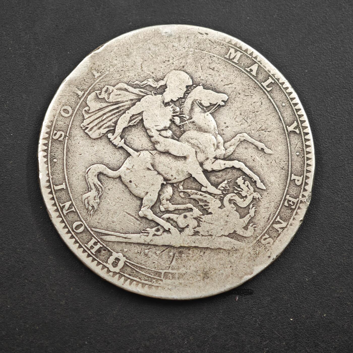 4月8日结束，成斌徽章钱币专场 1819年英国乔治三世马剑银币 27.5g