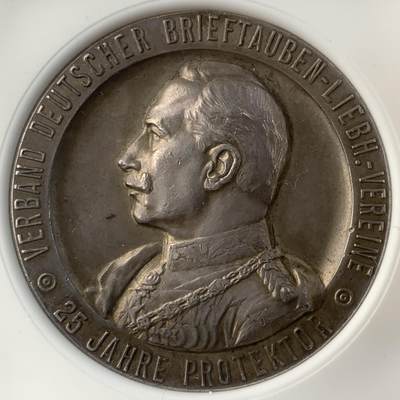 掌中浮雕-藏着的欧洲第057场 - NGC MS64 : 1913年德国威廉二世执政25周年纪念银章，40mm