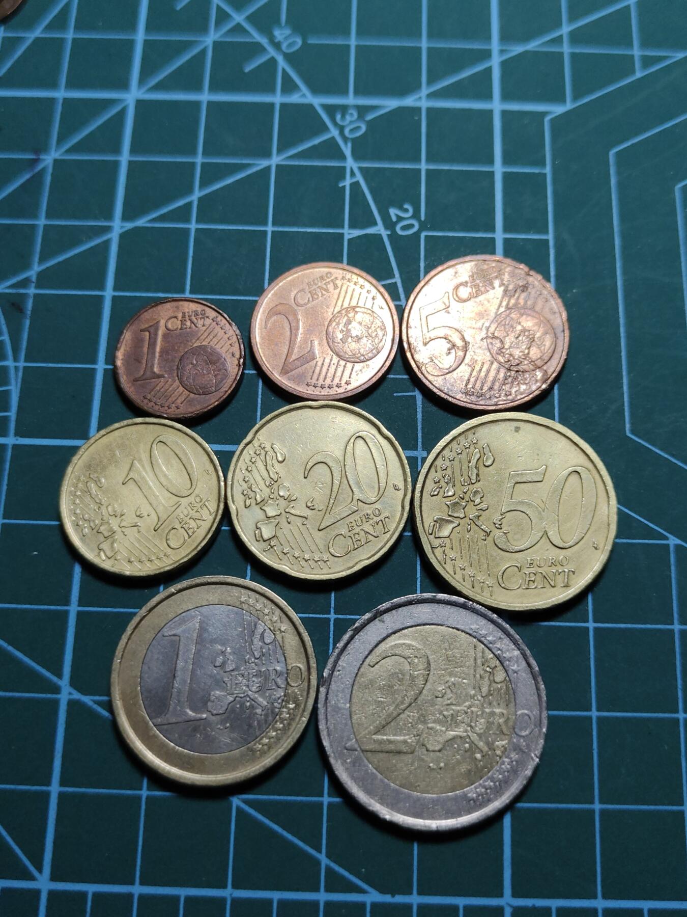 2026年第四十二场(总第二百一十一场）外国好品散币场(佣金3%) 意大利🇮🇹1欧分–2欧元八枚套币(均为第一版欧洲地图版)