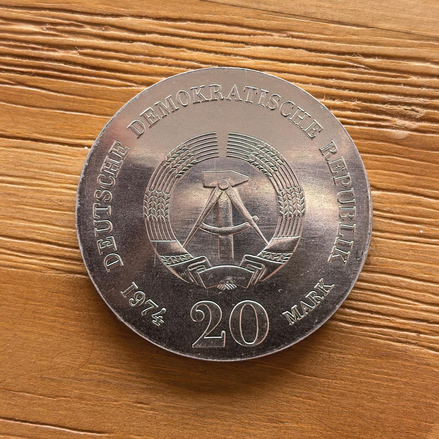 道一币馆币章第一百七十三场 民主德国1974年哲学家伊曼努尔·康德逝世250周年20马克银币 20.9g 625s