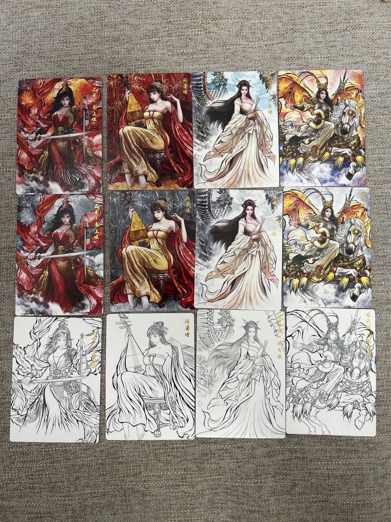 喜灰玩卡拍卖第七期，接拍品0佣金，欢迎送拍，释放现金流，让自己有资金可以购买更多喜欢的卡牌，让别的卡友能淘到更多心仪的卡牌 卡德曼 张建东水浒第二弹 精雕普卡 特卡一组12张 扈三娘、张贞娘、阎婆惜、仇琼英（原画、水墨、线稿）