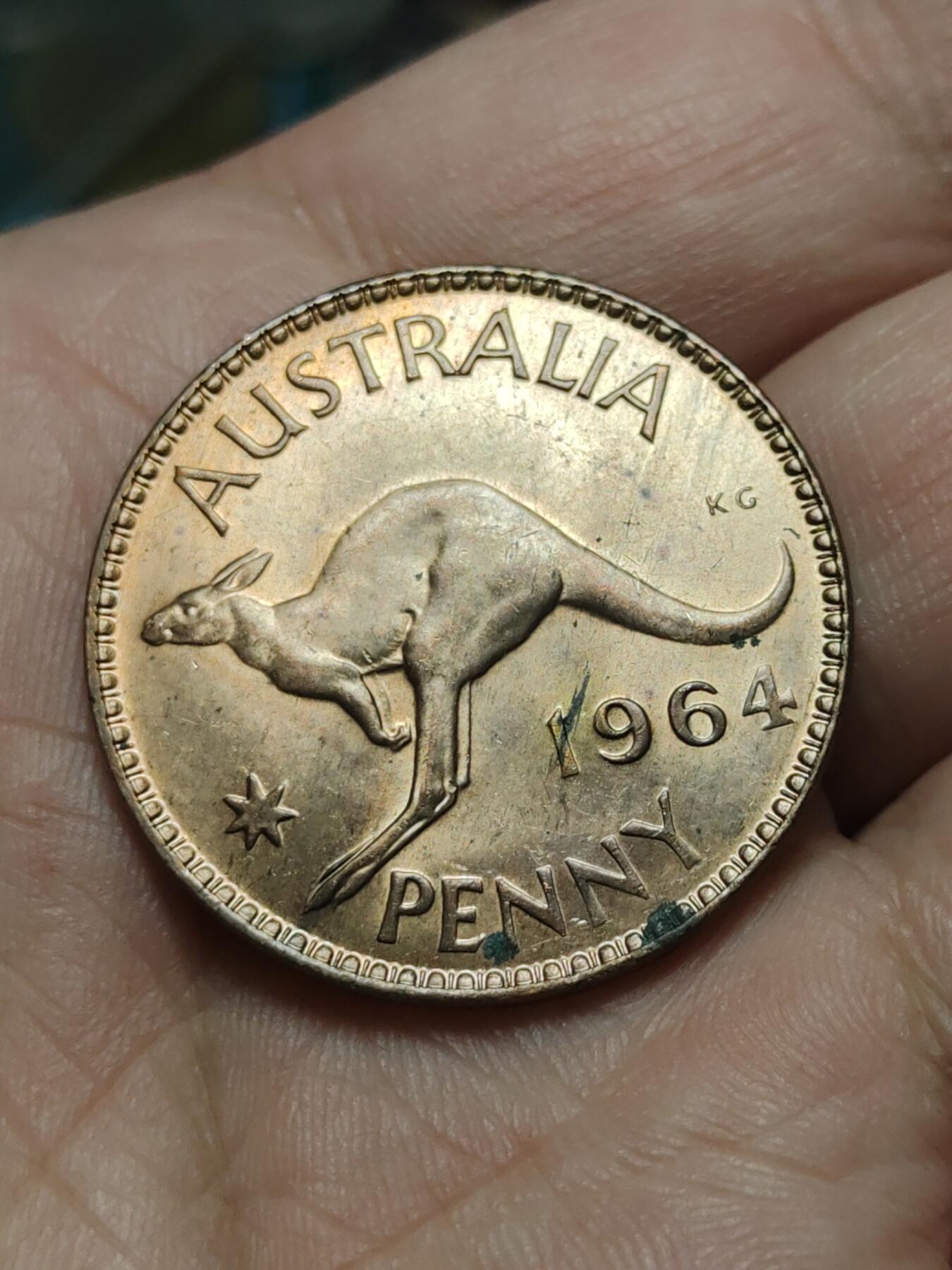 2026年第四十二场(总第二百一十一场）外国好品散币场(佣金3%) 带光好品–澳大利亚🇦🇺1964年1便士(伊丽莎白二世青年桂冠第二版，关门年)