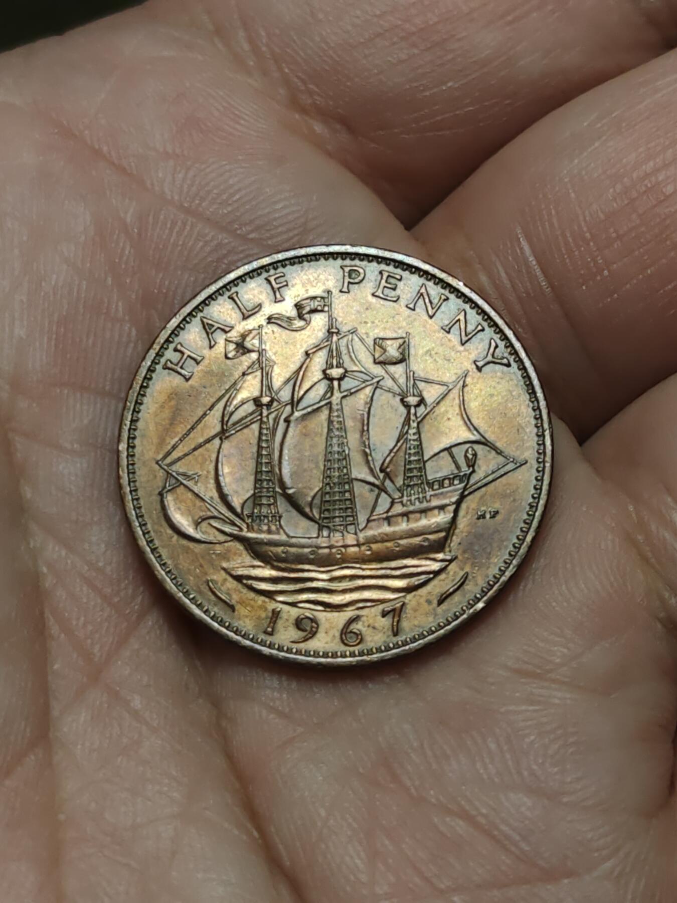 2026年第四十二场(总第二百一十一场）外国好品散币场(佣金3%) 英国🇬🇧1967年1/2便士(伊丽莎白二世青年桂冠第二版，普制币关门年)