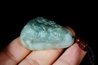 上海都达杂项专场102【全场包邮】  天然翡翠（A货）精雕（武圣关公》挂件96-12