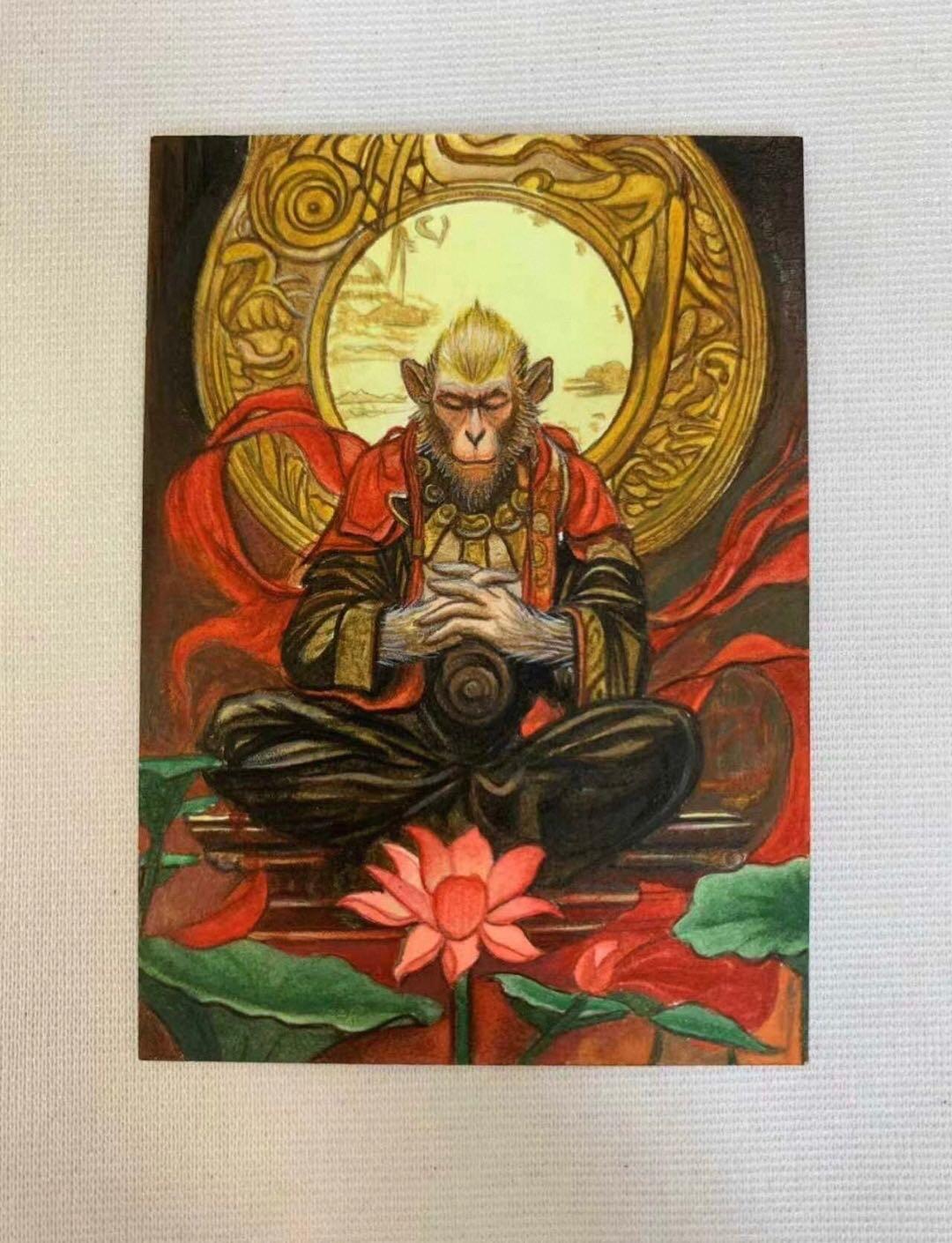 喜灰玩卡拍卖第七期，接拍品0佣金，欢迎送拍，释放现金流，让自己有资金可以购买更多喜欢的卡牌，让别的卡友能淘到更多心仪的卡牌 【手绘原稿】Angela老师绘 赤尻马猴 国标卡尺寸 带特效 超级好看