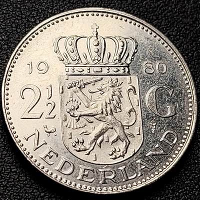 泉币菌-第222场-拍品多 请提前出价 - 立狮皇冠 荷兰1980年 2.5盾镍制硬币 朱丽安娜女王 29毫米10g