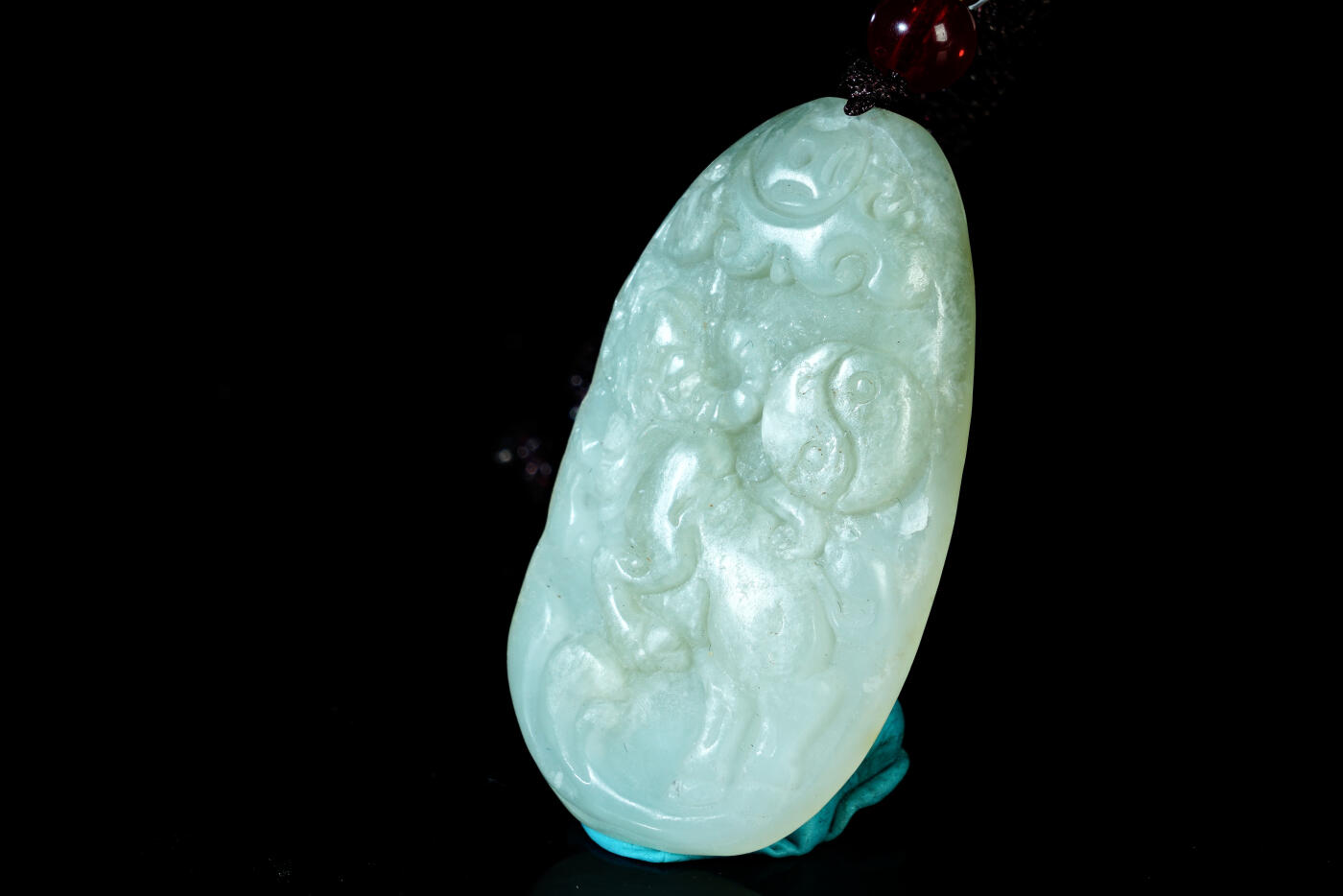 上海都达杂项专场六十九【全场包邮】 天然和田玉精雕《扭转乾坤》挂件 96-39