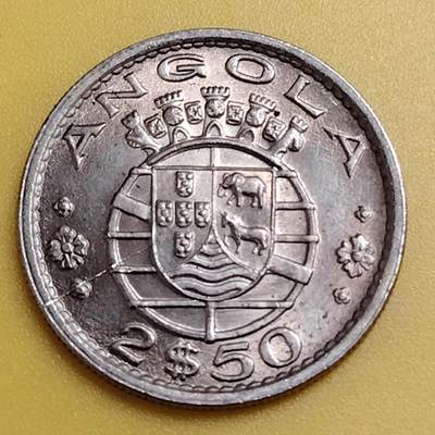 布加迪🐬～世界钱币(上海)🌾第 288 期 /  各国套币和散币 - 安哥拉🇦🇴 1974年 2.5埃斯库多 20mm