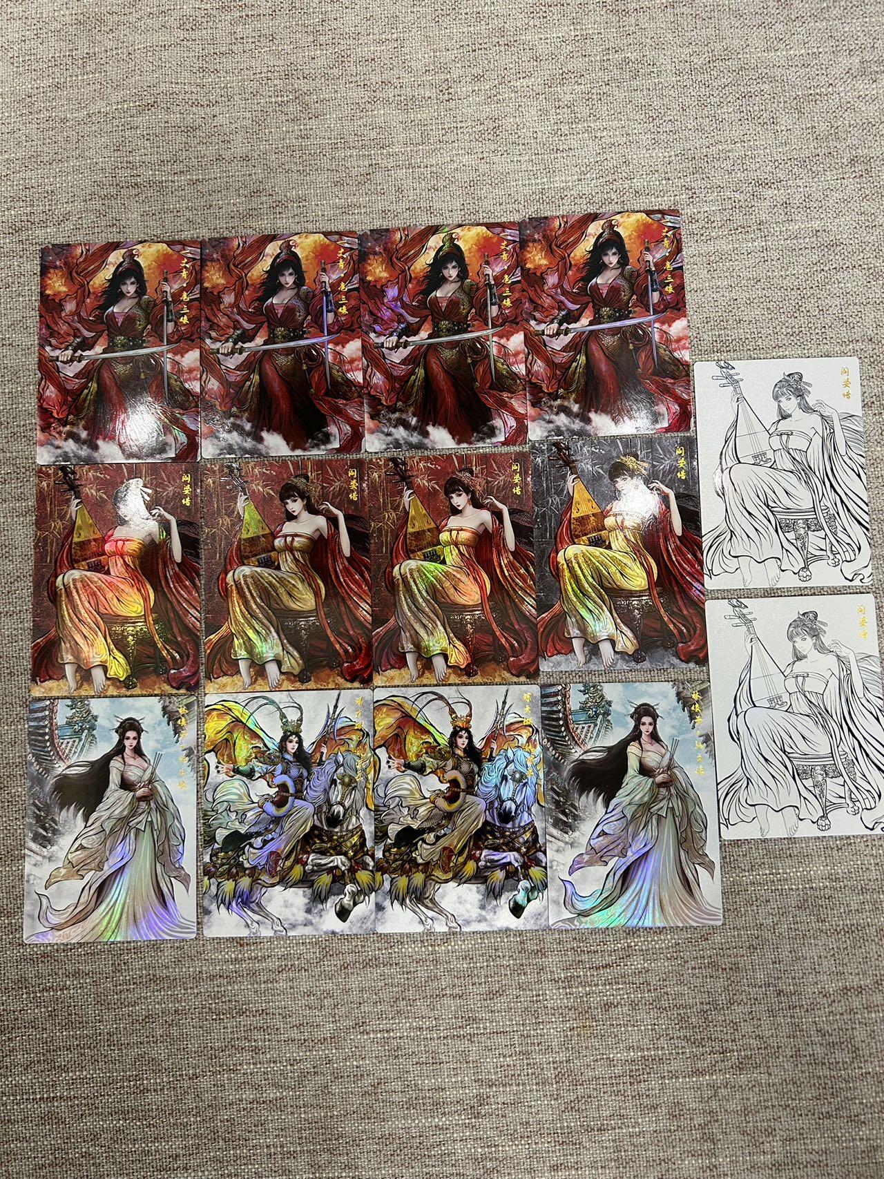 喜灰玩卡拍卖第七期，接拍品0佣金，欢迎送拍，释放现金流，让自己有资金可以购买更多喜欢的卡牌，让别的卡友能淘到更多心仪的卡牌 卡德曼 张建东水浒第二弹 特卡 彩闪 打包14张  其中9张原色 3张水墨 2张线稿