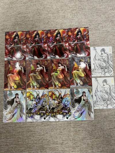 喜灰玩卡拍卖第七期，接拍品0佣金，欢迎送拍，释放现金流，让自己有资金可以购买更多喜欢的卡牌，让别的卡友能淘到更多心仪的卡牌 - 卡德曼 张建东水浒第二弹 特卡 彩闪 打包14张  其中9张原色 3张水墨 2张线稿