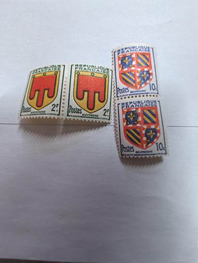 杂票 - 法国邮票 城徽双连2个新