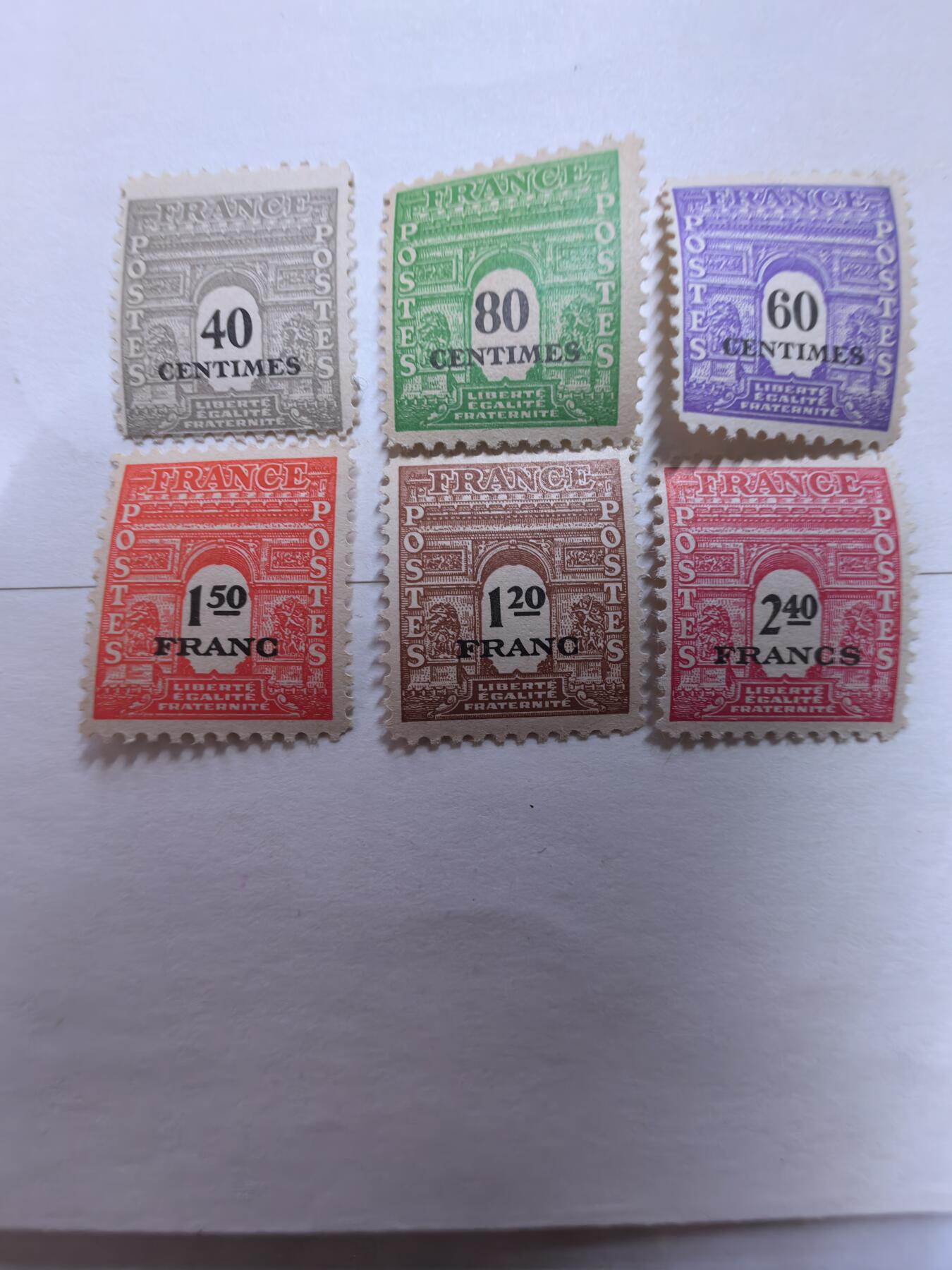 杂票 法国邮票 1945年凯旋门6枚新