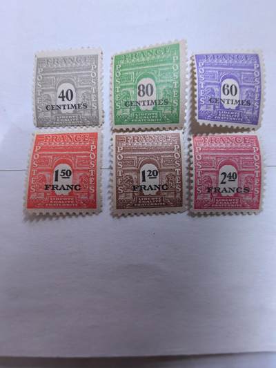 杂票 - 法国邮票 1945年凯旋门6枚新