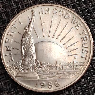 布加迪🐬～世界钱币(上海)🌾第 288 期 /  各国套币和散币 - 美国🇺🇸 1986年 自由女神百年 50美分半美元铜镍纪念币