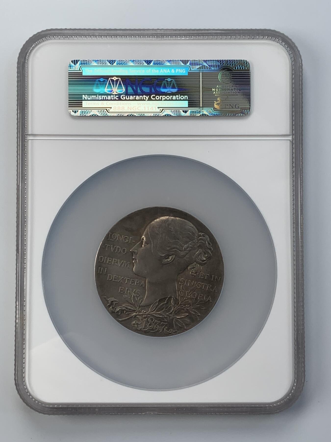 掌中浮雕-藏着的欧洲第057场 NGC MS63 : 1897年英国维多利亚女王登基60周年纪念银章, 55mm