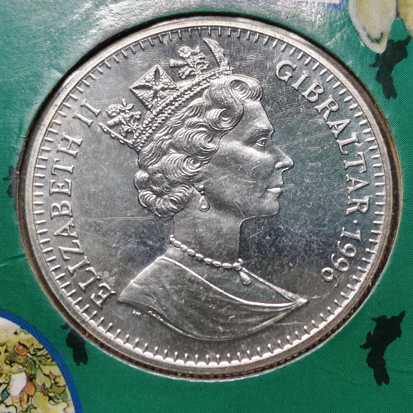 【全场包邮】纯粹捡漏拍519场 直布罗陀1996年1克朗彼得兔100周年官方卡装克朗型纪念币