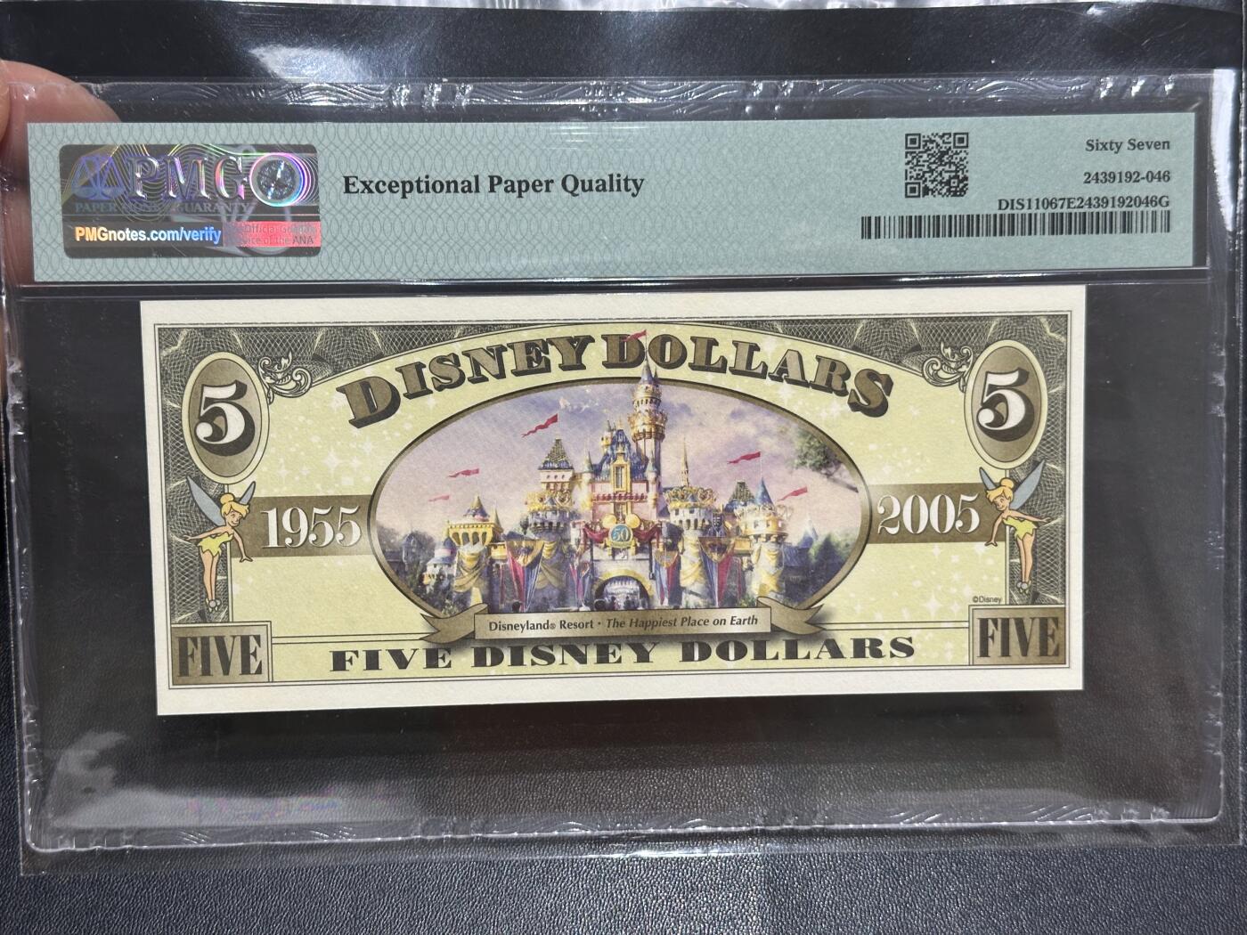 《外钞收藏家》第六百二十五期（精选场）（长期征集拍品、欢迎藏友们联系合作） 2005年迪斯尼钞5元 PMG67