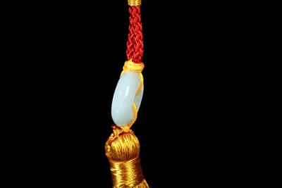 上海都达杂项专场102【全场包邮】  天然冰糯种翡翠（A货）平安扣流苏车挂 附鉴定证书96-58