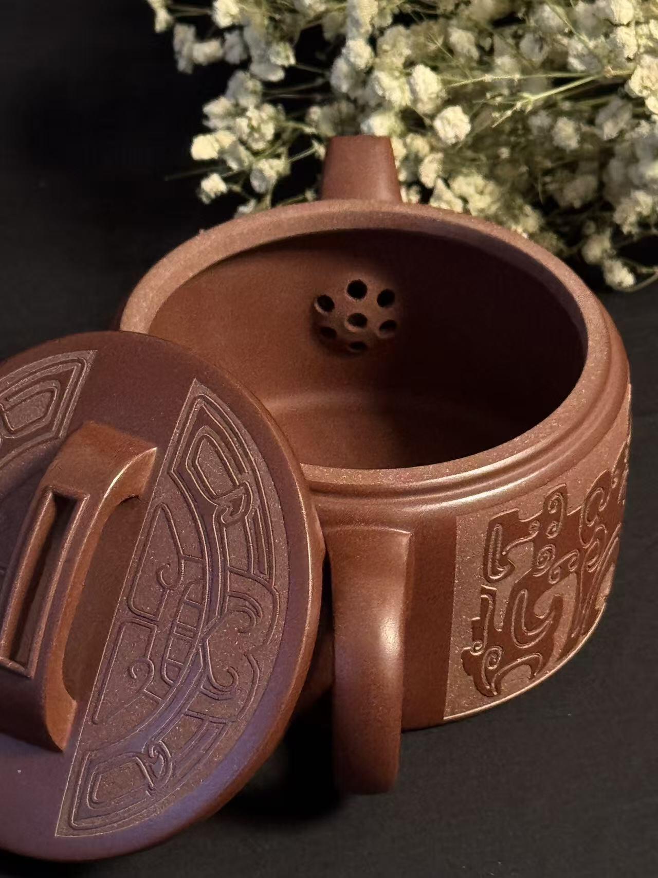 零元拍：原矿紫砂 龙雪砂汉瓦+主人杯（200CC左右）