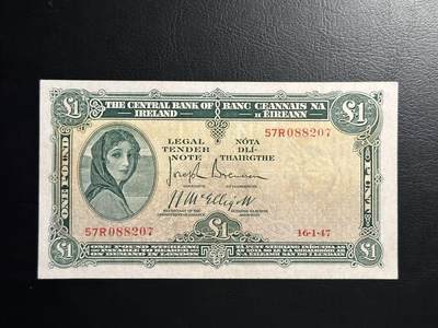 丙午马年四月第二场 。本期更新各类稀有品种 - 爱尔兰1947年1镑，品相如图。最早期有互换协议的版本！稀有品种！